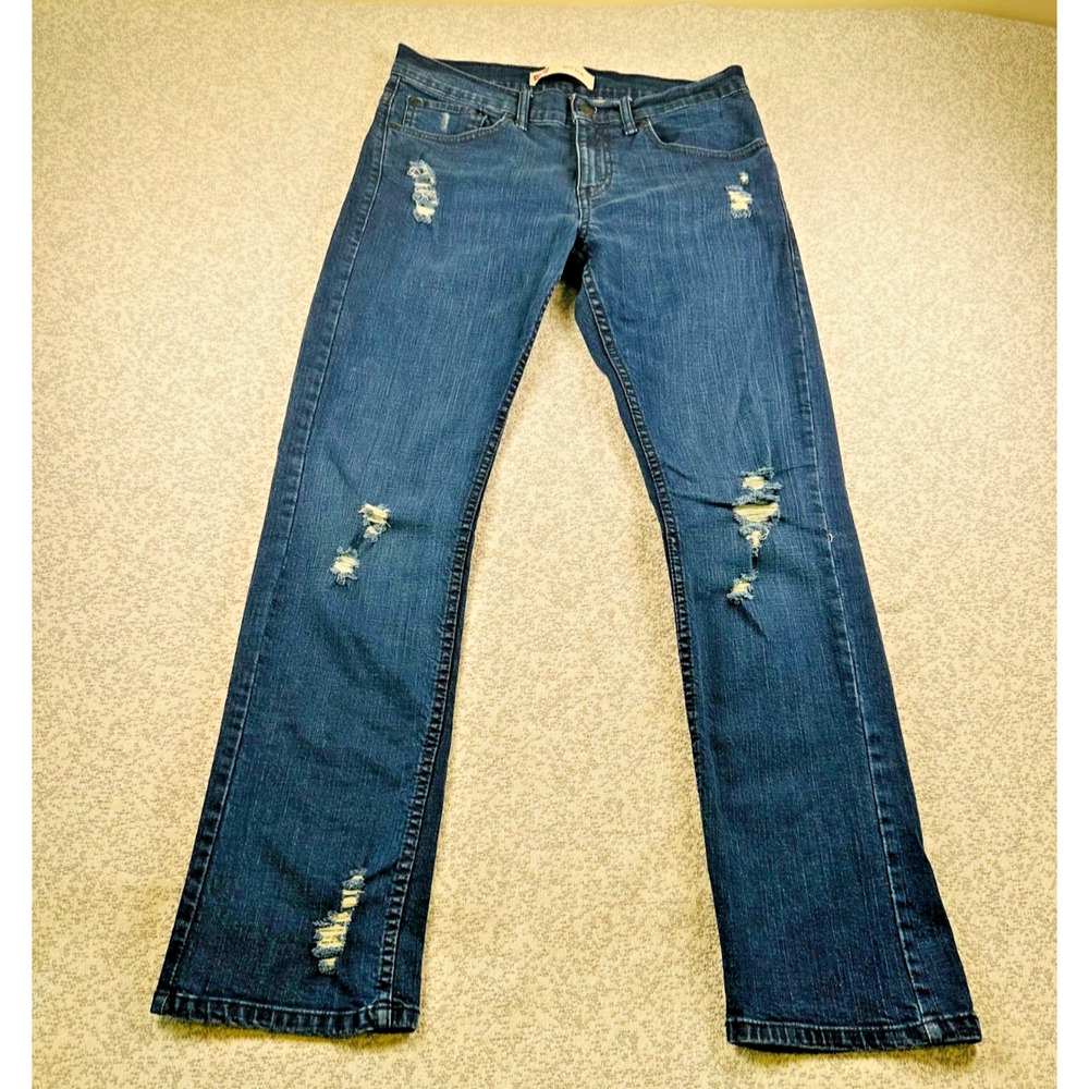 Levis 511 Slim Jeans Boys 16 28x28 Fits Womens 4 6 Dark Wash Ripped Distressed
